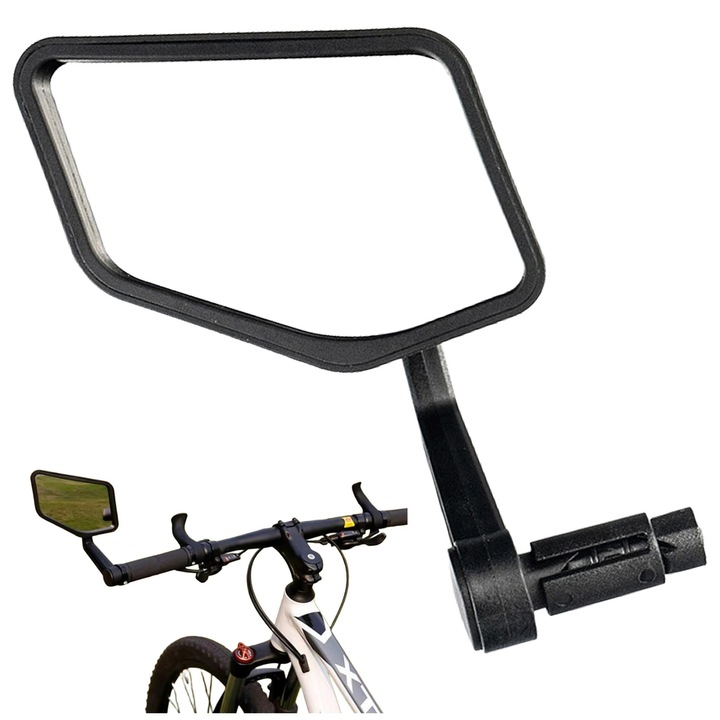 Oglinda bicicleta Revento HSJ-03, montare pe ghidon, rotire 360, neagra, 20x10x9cm