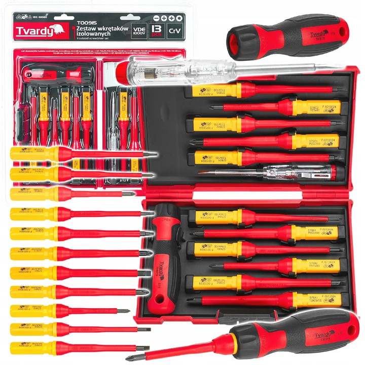 Set surubelnite electrice VDE 13 elemente, Tvardy, izolate, 1000V, ergonomic, cutie plastic