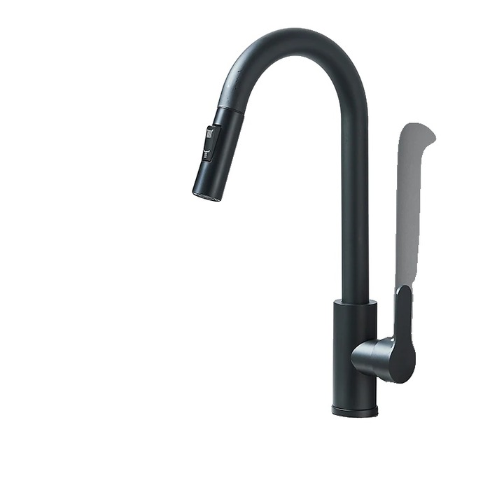 Csaptelep, 360°-ban forgatható, fekete, munkalapra szerelhető, sárgaréz és rozsdamentes acél anyagból