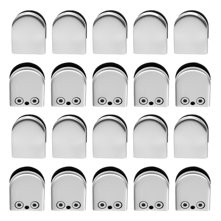 Set de cleme pentru sticla, 304 otel inoxidabil, 20 bucati, dimensiuni 4.3x2.4x5.5cm, argintiu