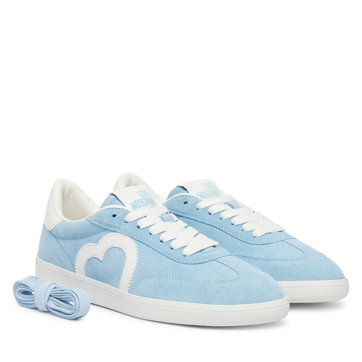 Női tornacipő, Love Moschino, természetes bőr, kék, elegáns design