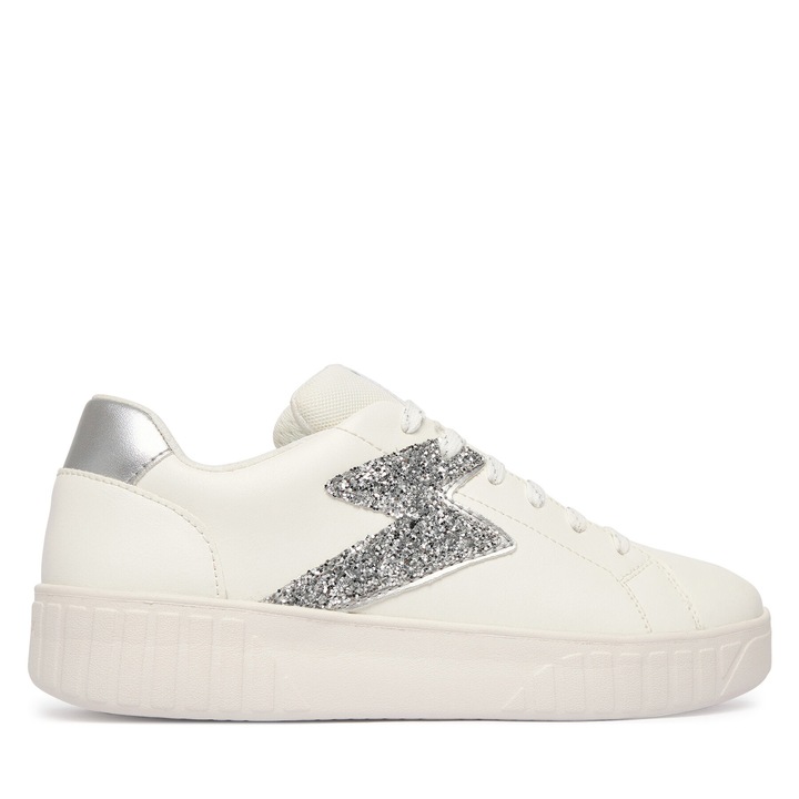 Tenisi copii, Geox, piele ecologica, Alb/Argintiu
