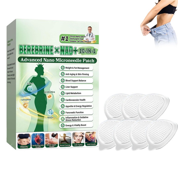 Plasturi Moringa 10 in 1 cu microace, plasturi pentru slabit, formula blanda, unisex, 7 plasturi