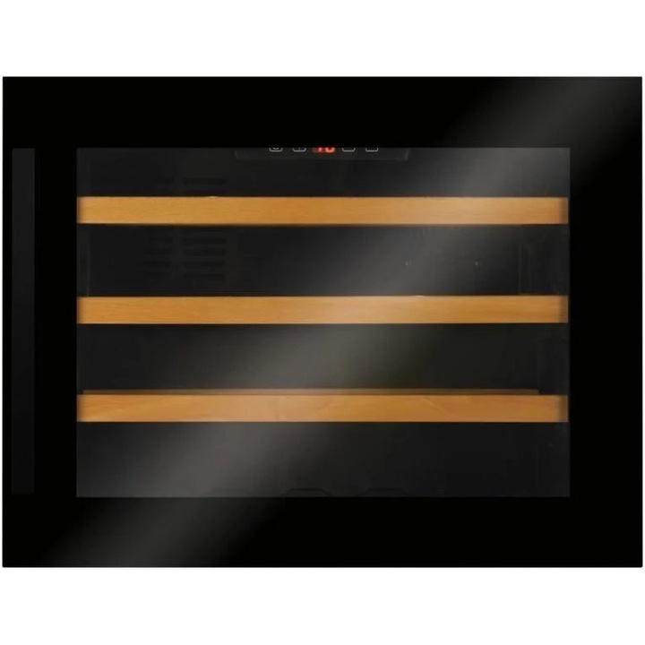 Vitrina frigorifica Amica WCB1K54B24.1, cu rafturi din lemn, iluminare LED, usi cu filtru UV, dimensiuni 54x24cm