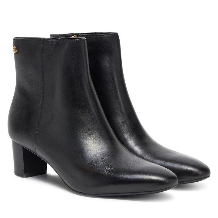 Botine, Lauren Ralph Lauren, din piele naturala, negru