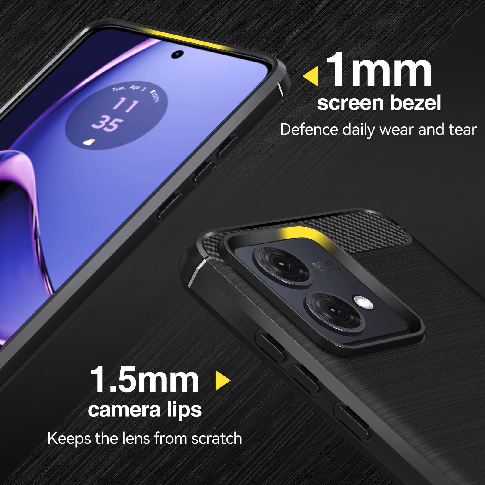 Husa Ivoler pentru Motorola Moto G84 5G cu 2 folii sticla securizata, negru