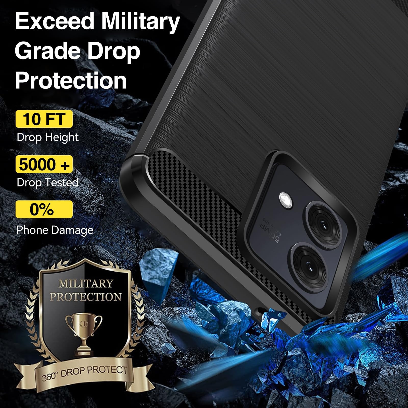 Husa Ivoler pentru Motorola Moto G84 5G cu 2 folii sticla securizata, negru