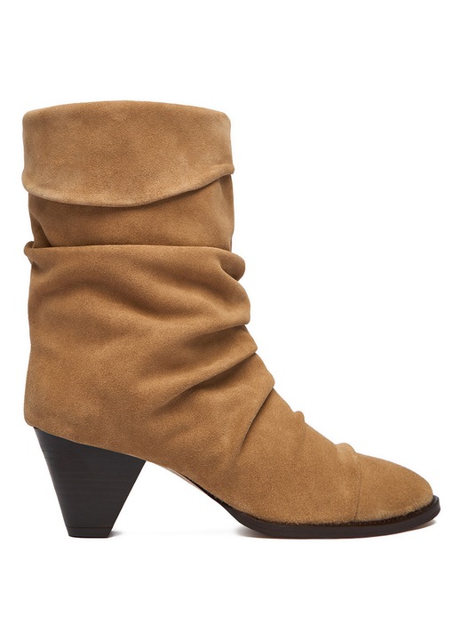 Botine de dama, Badura, piele naturala, bej, 41 EU