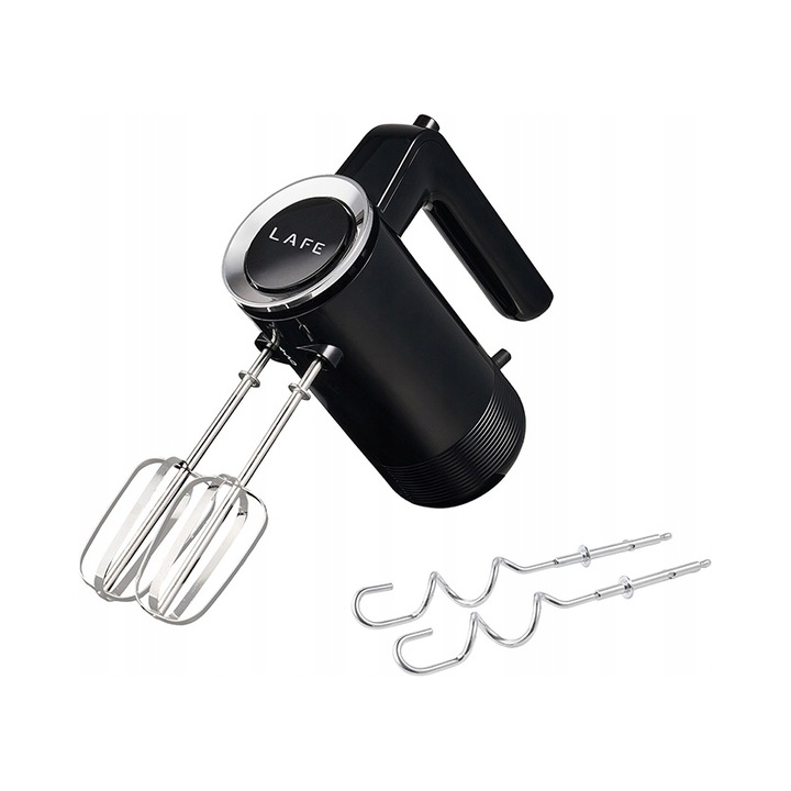 Lafe MixPro kézi mixer, 300 W, 5 sebességfokozat, turbó funkció, 4 tartozék (2 habverő, 2 dagasztókar), fekete, 1 db