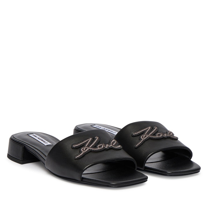 Slapi dama, Karl Lagerfeld, piele naturala, negru