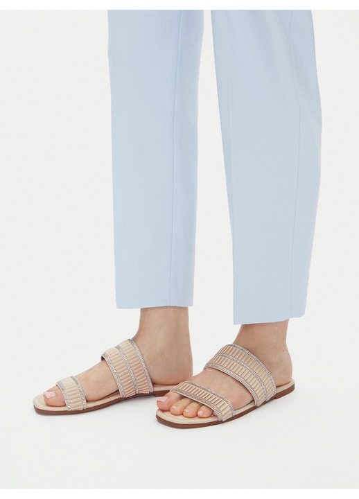 Papuci dama, Jenny, sintetic, bej, design elegant