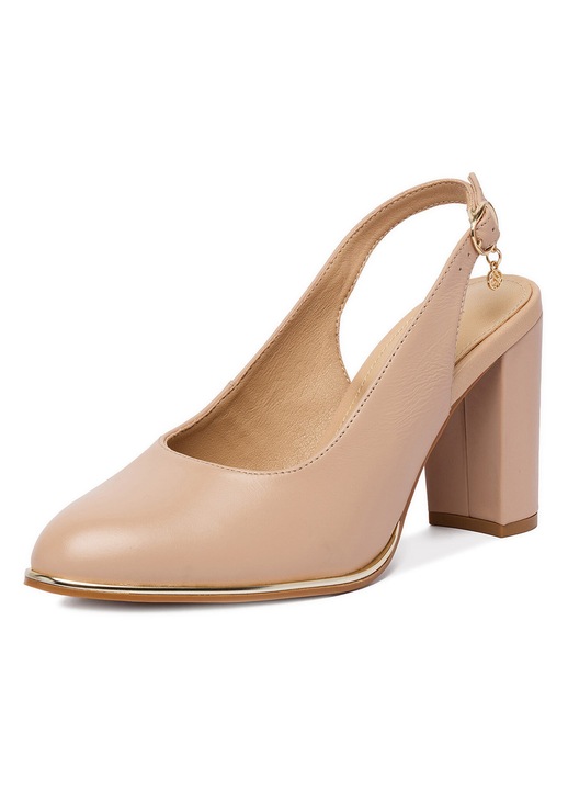 Pantofi dama, Lasocki, piele naturala, toc bloc, bej