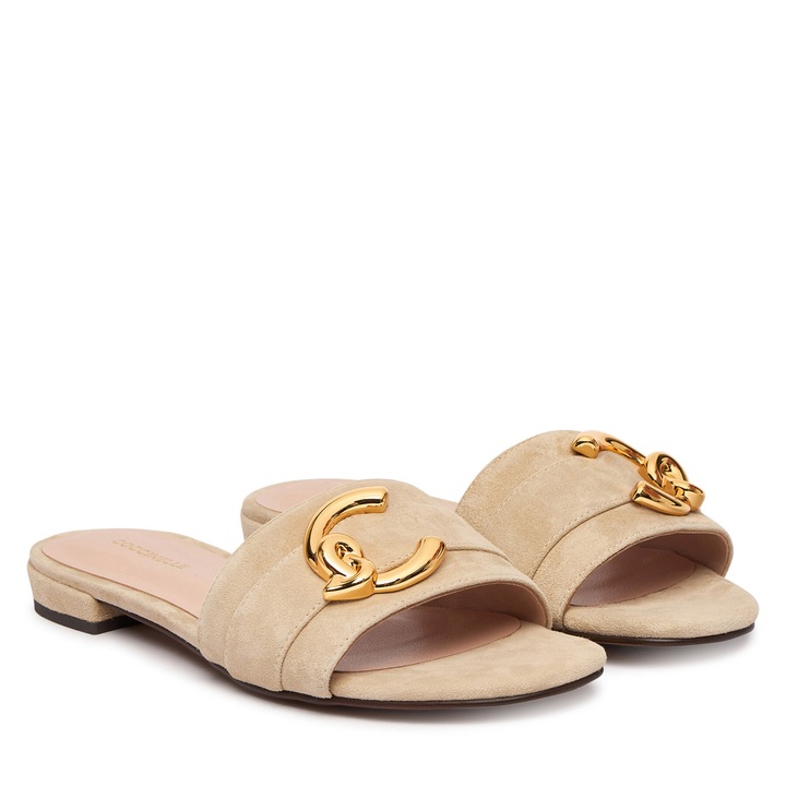 Papuci de dama, Coccinelle, piele naturala, bej, 37 EU