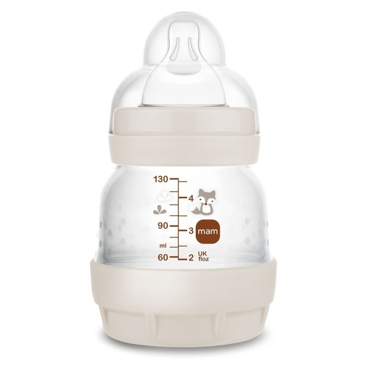 Biberon Perfect Start Anti-Colic 130ml, 80% reducere colici, material bio-circular, fara BPA, pentru baieti, luka
