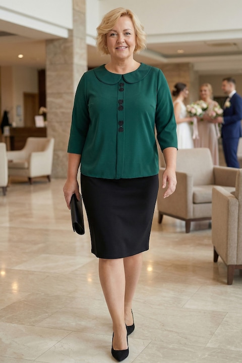 Bluza verde cu guler