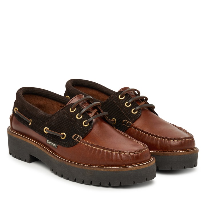 Дамски мокасини, Barbour, естествена кожа, кафяви, дебела подметка