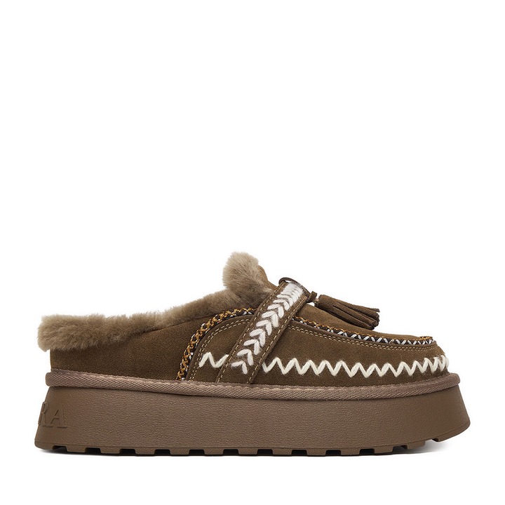 Cizme dama, Badura, flatform, maro, piele naturala, Maro