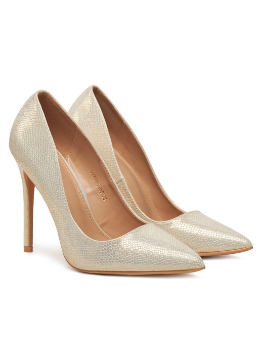 Pantofi dama, Deezee, stiletto, bej, piele ecologica