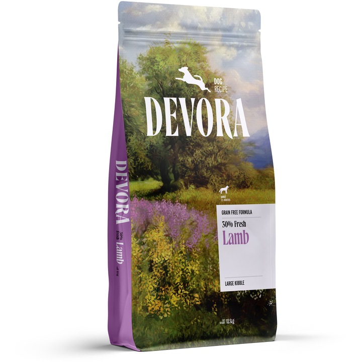 Hrana uscata pentru caini, Devora, Adult, Large Breed, Grain Free Monoprotein, cu miel, 12 kg