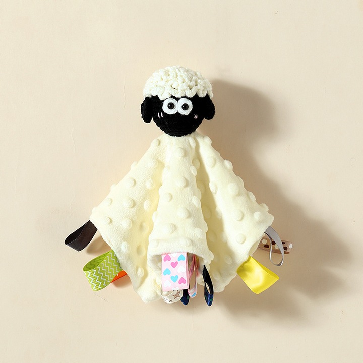 Paturica de confort pentru bebelusi, jucarie interactiva, oaie mica, galbena