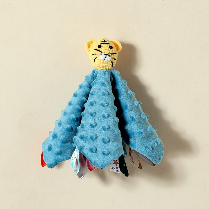 Paturica de confort pentru bebelusi, jucarie interactiva, tigru mic, verde inchis