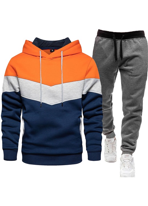 Trening barbati, bluza cu gluga si pantaloni, multicolor, L INTL