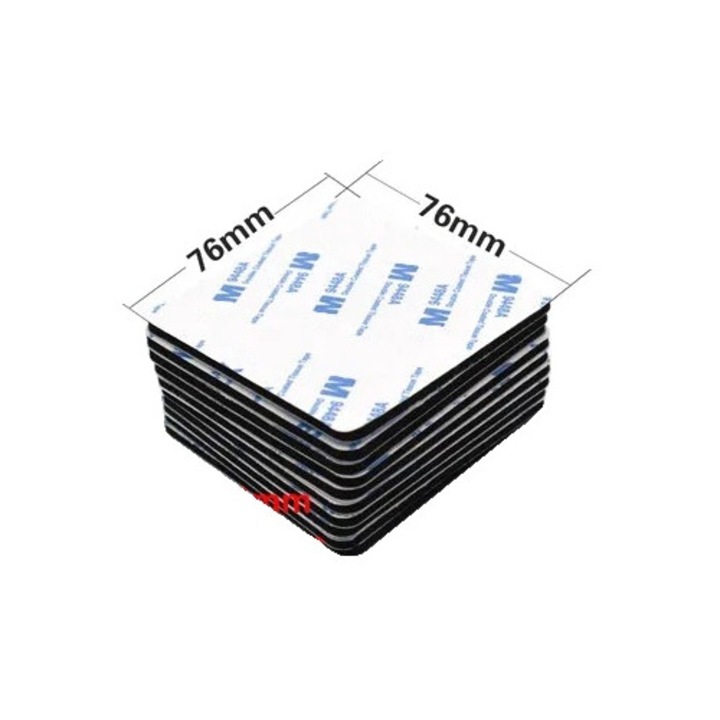 Двустранна самозалепваща лента, 76x76 мм, черна, комплект от 20 броя