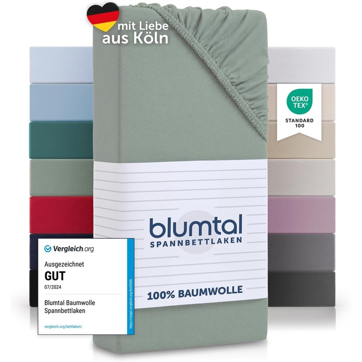 Комплект 2 чаршафа с ластик Blumtal, 90x200 см, микрофибър, Oeko-TEX сертификат, сив цвят