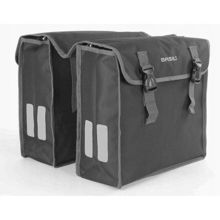 Basil Mara XL dupla kerékpártáska, 35L, vízálló poliészter, fekete, 36x14x43cm
