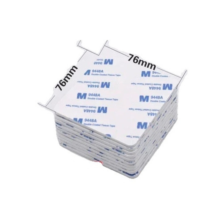 Двустранна самозалепваща лента, 76x76 мм, бяла, комплект 20 броя