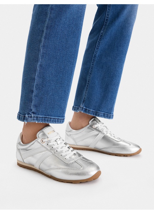 Női tornacipő, Mexx, természetes bőr, ezüst