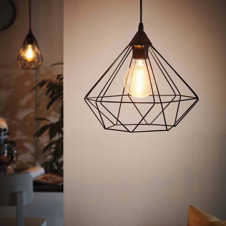 Pendul RFAN, Model 2187/1, cu Abajur, 1 x E27, Inaltime Reglabila, Negru