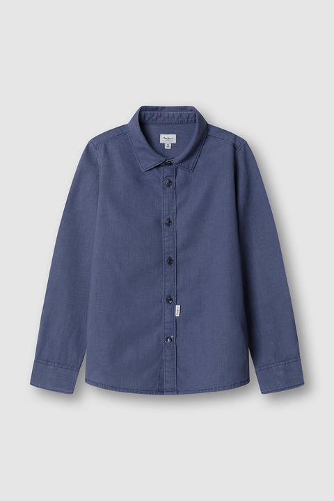 Pepe Jeans London, Camasa din amestec de in cu maneci lungi Daniel, Albastru indigo