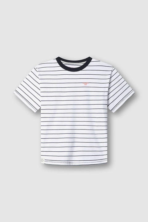 Pepe Jeans London, Csíkos pamutpóló, Fekete/Halvány narancssárga/Fehér