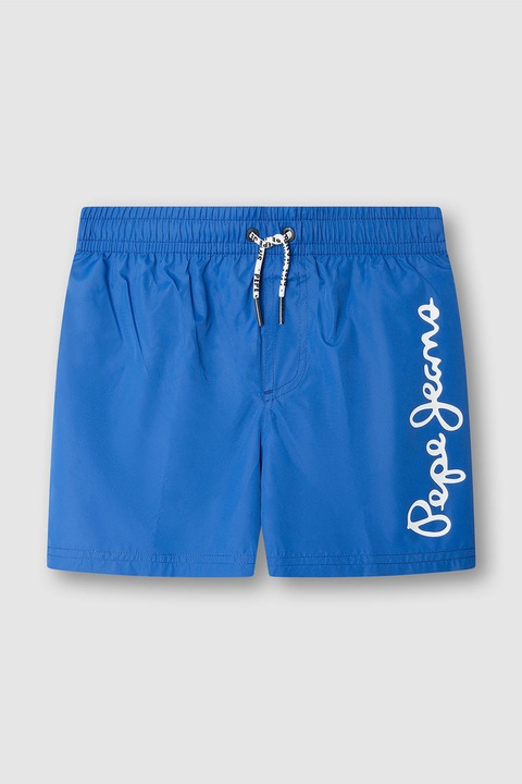 Pepe Jeans London, Pantaloni scurti de baie cu imprimeu logo, Albastru royal