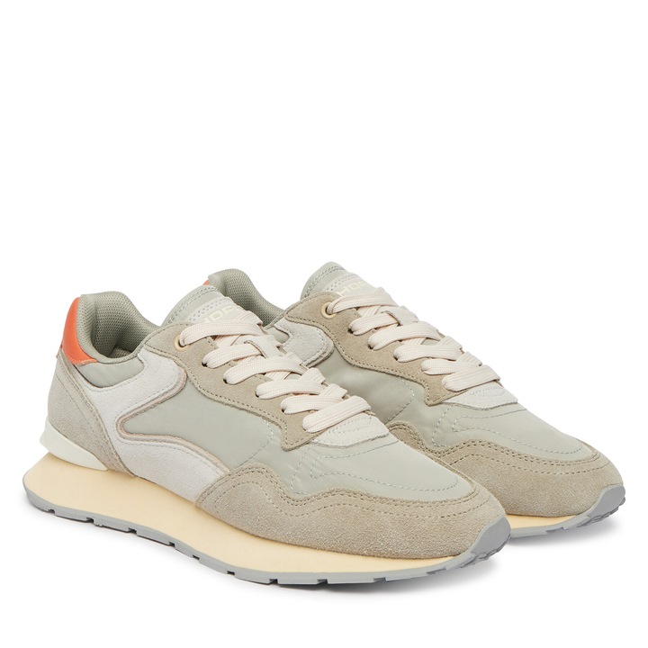 Tenisi dama, Hoff, piele intoarsa si textil, verde/portocaliu