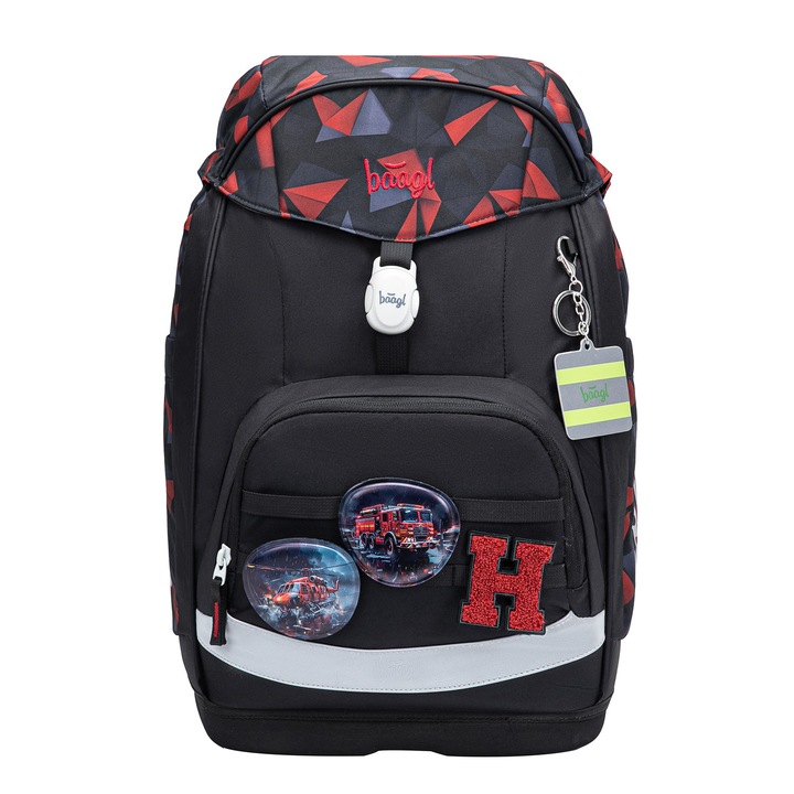 Rucsac scolar ergonomic BAAGL Airy Plus Salvatori, spate reglabil, 25L, 20x29x43 cm, Negru, varsta 7-11 ani