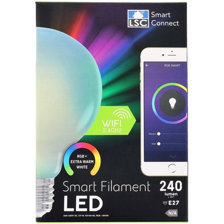 Becuri inteligente LED, multicolor, cu posibilitate de dimming, 240 lumeni, E27