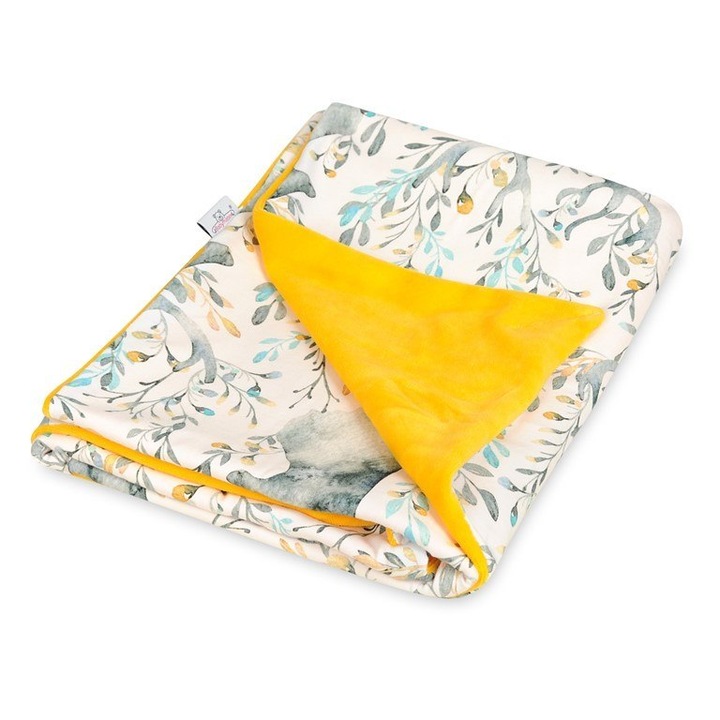 Бебешко одеяло, Luka, Vello, 75x100см, многоцветно, памук и велур, модел с елени