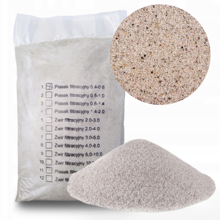 Nisip filtrant pentru piscina cuartos 0, 4-0, 8 mm 25 kg