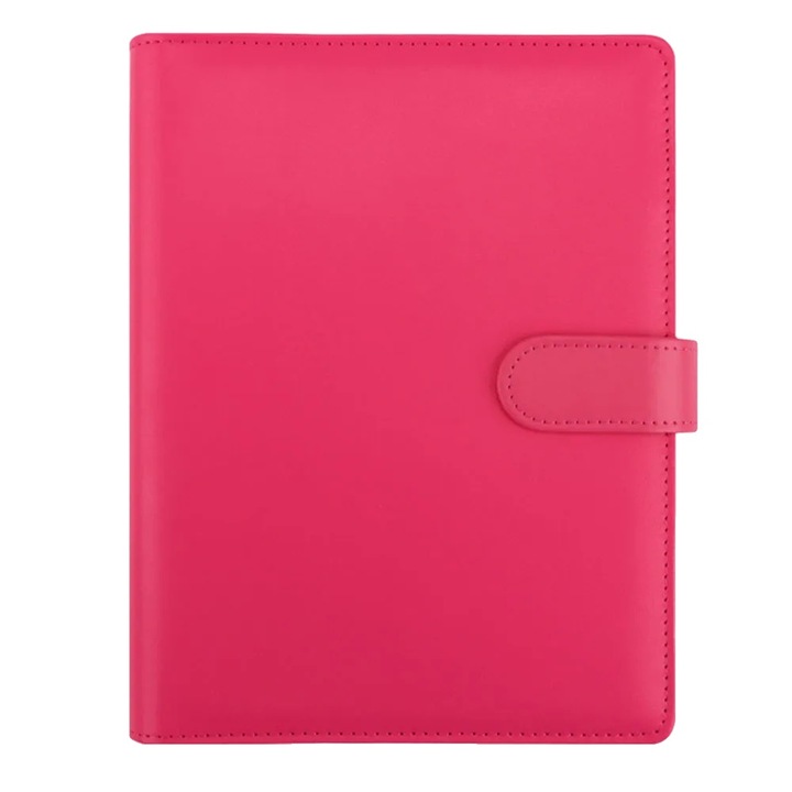Agenda A5, design din piele PU, roz, refilabila