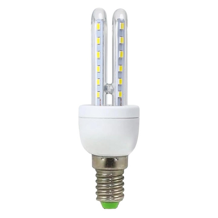 LED крушки, 7W, 3400K, комплект от 6 броя, U-образна форма, съвместими с E14/E27