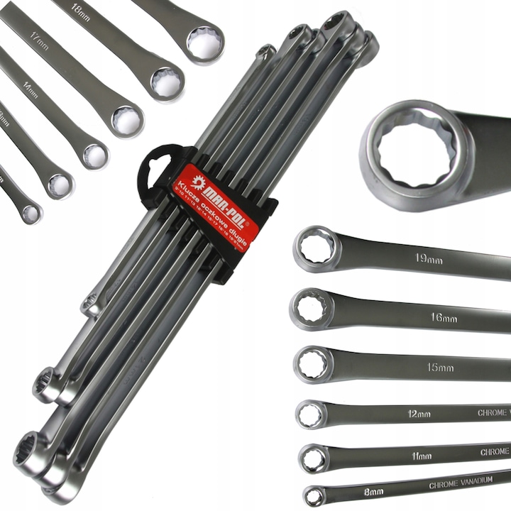 Set chei inelare lungi 8-21mm, Mar-Pol, 6 piese, crom-vanadiu