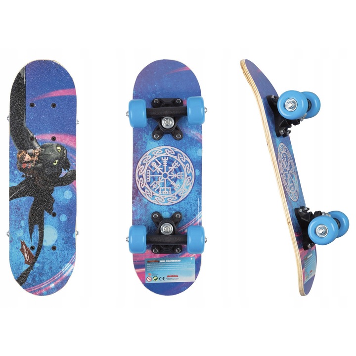 Trotineta MINI din lemn pentru copii, Jak wytrenowac Smoka, 43x12x8cm, maxim 20 kg