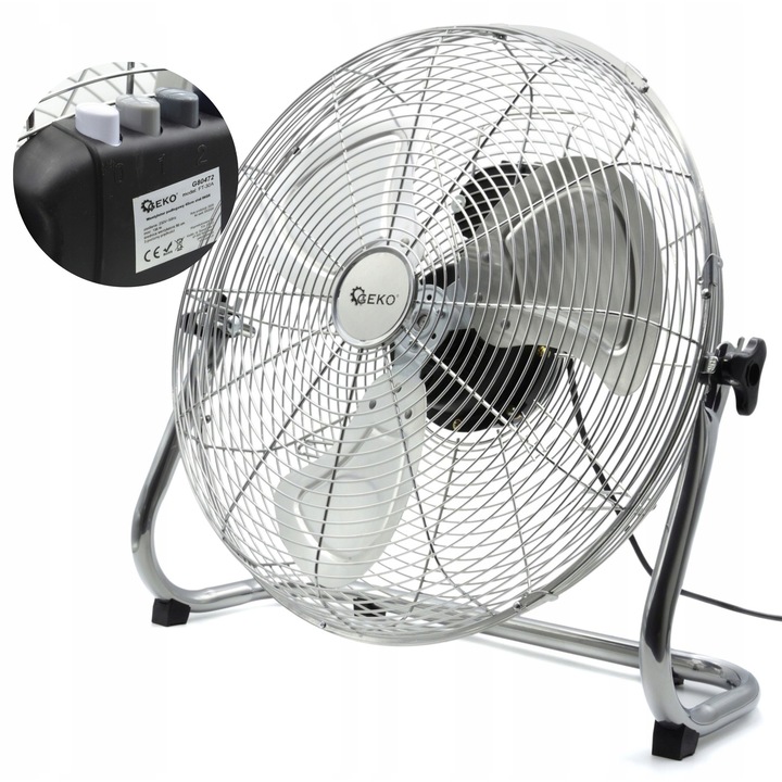Ventilator de podea Mar-Pol Dakota 30cm, 55W, 3 viteze, inox