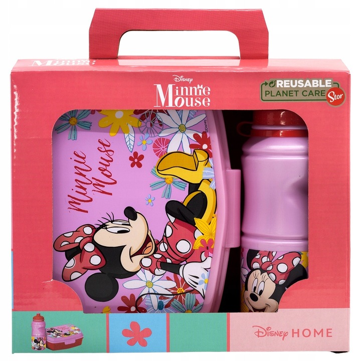 Комплект кутия за обяд и бутилка за вода Stor Minnie Mouse розов за деца