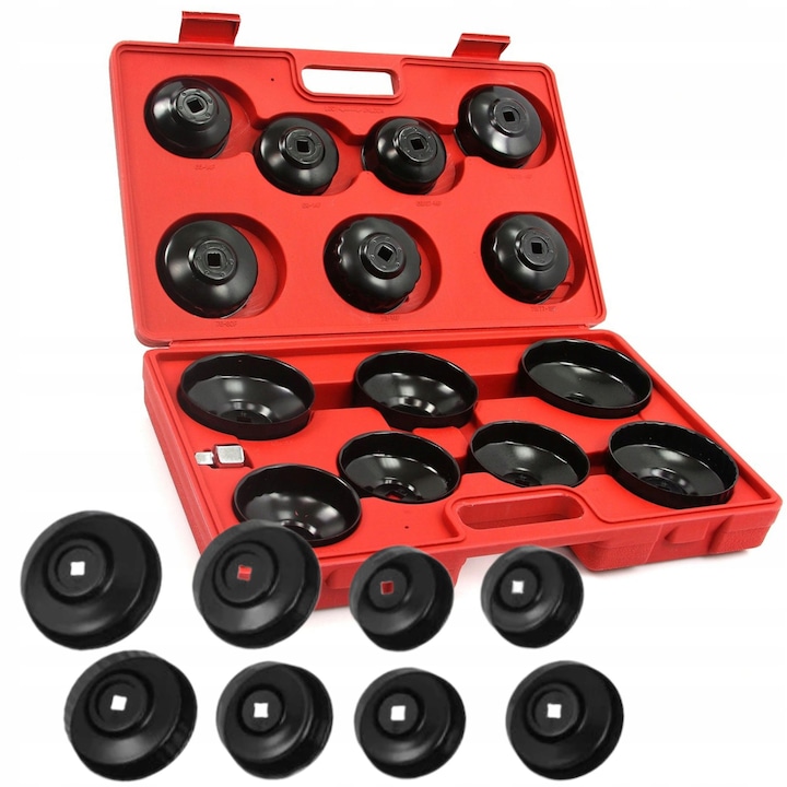 Set chei pentru filtre, Mar-Pol, 15 piese, 65-100mm, cutie de transport
