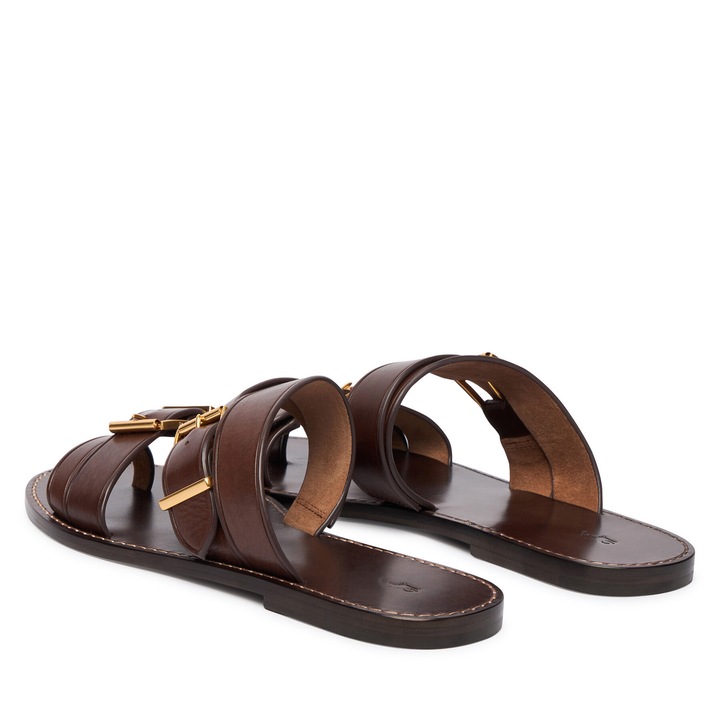 Papuci dama, Polo Ralph Lauren, piele naturala, culoare maro