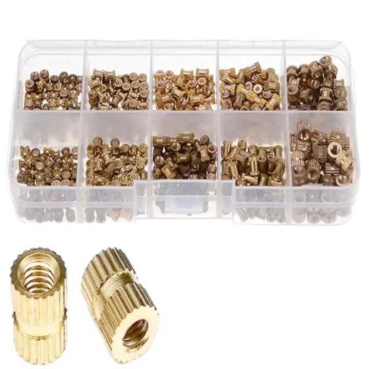 Sárgaréz szerelvények, 200 db-os készlet, M2-M3 méretek, könnyű telepítés, sokoldalúság, 3D nyomtatáshoz
