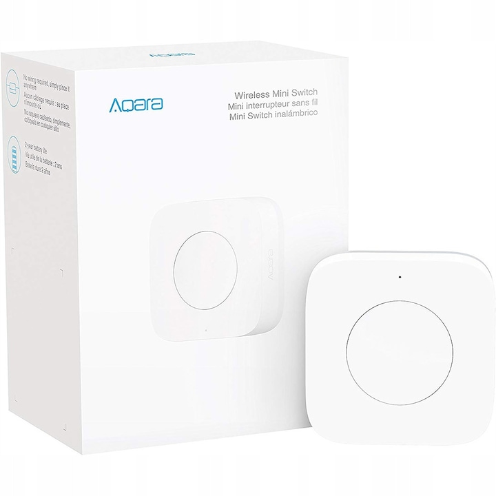 Mini Zigbee vezeték nélküli kapcsoló, 45x45x12mm, Apple HomeKit kompatibilis